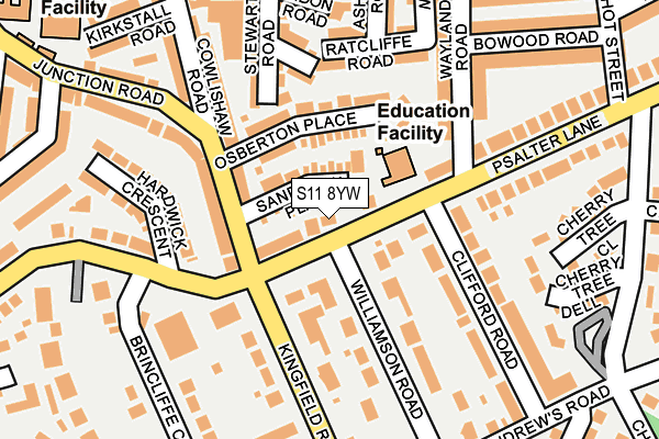 S11 8YW map - OS OpenMap – Local (Ordnance Survey)