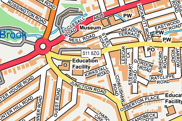 S11 8ZG map - OS OpenMap – Local (Ordnance Survey)