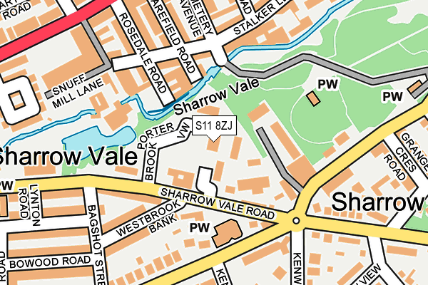 S11 8ZJ map - OS OpenMap – Local (Ordnance Survey)