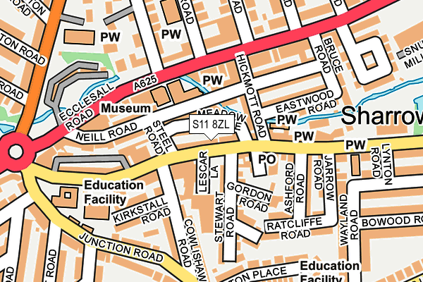 S11 8ZL map - OS OpenMap – Local (Ordnance Survey)