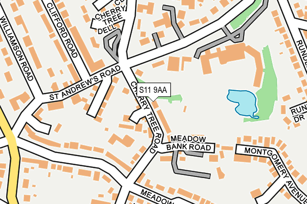S11 9AA map - OS OpenMap – Local (Ordnance Survey)