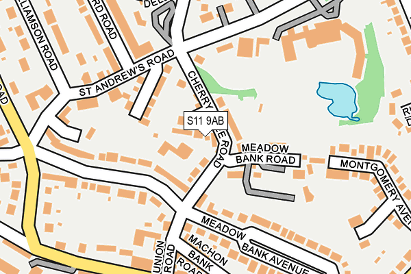 S11 9AB map - OS OpenMap – Local (Ordnance Survey)