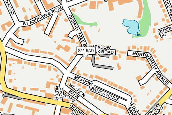 S11 9AD map - OS OpenMap – Local (Ordnance Survey)