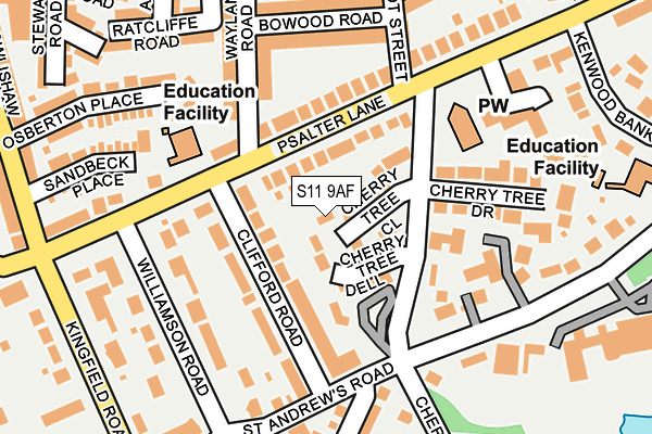 S11 9AF map - OS OpenMap – Local (Ordnance Survey)