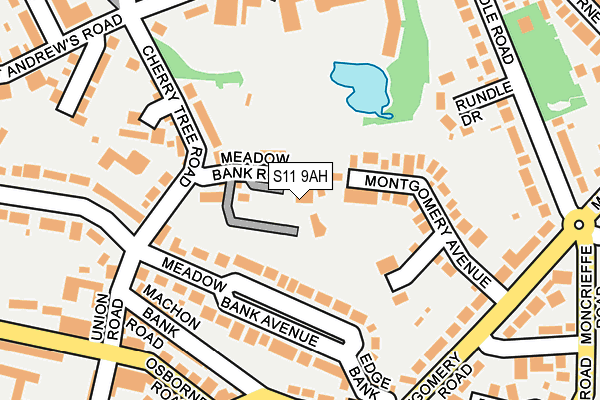 S11 9AH map - OS OpenMap – Local (Ordnance Survey)