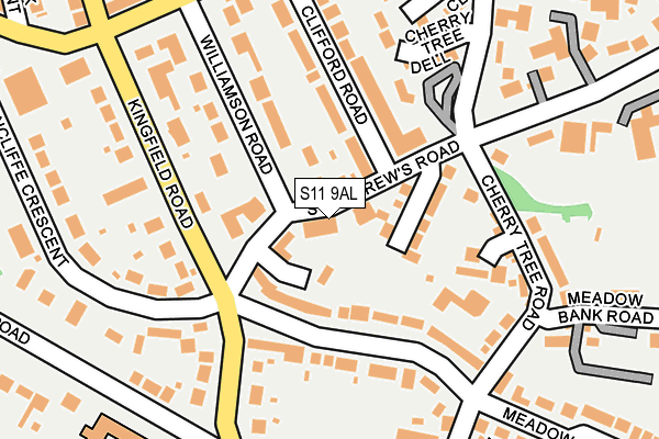 S11 9AL map - OS OpenMap – Local (Ordnance Survey)