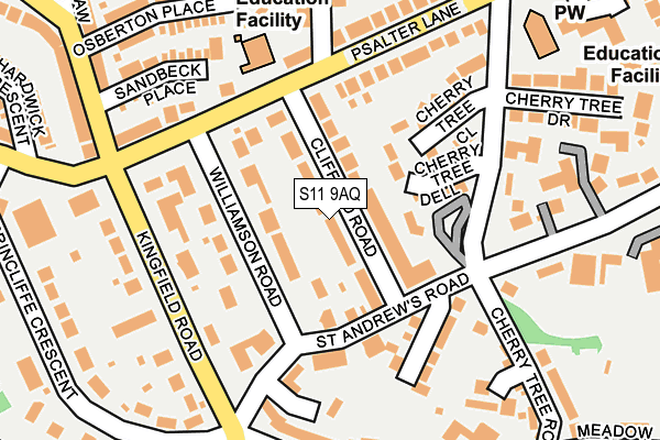 S11 9AQ map - OS OpenMap – Local (Ordnance Survey)