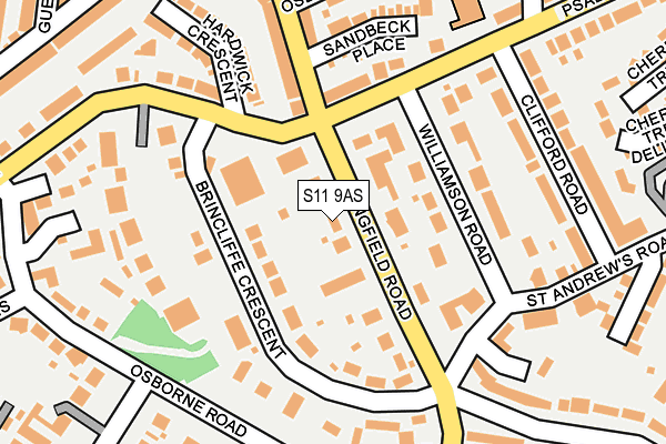 S11 9AS map - OS OpenMap – Local (Ordnance Survey)