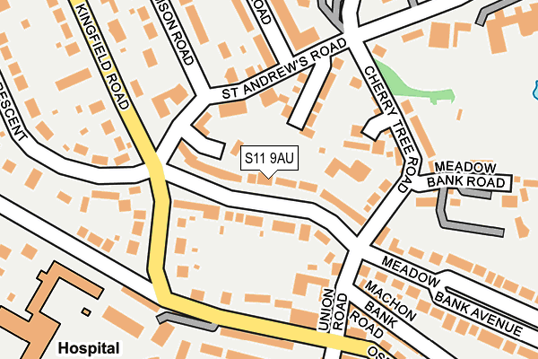 S11 9AU map - OS OpenMap – Local (Ordnance Survey)
