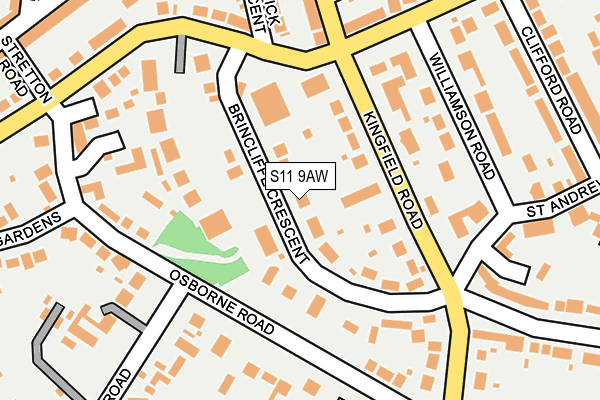 S11 9AW map - OS OpenMap – Local (Ordnance Survey)