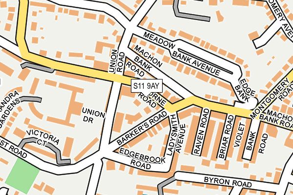 S11 9AY map - OS OpenMap – Local (Ordnance Survey)