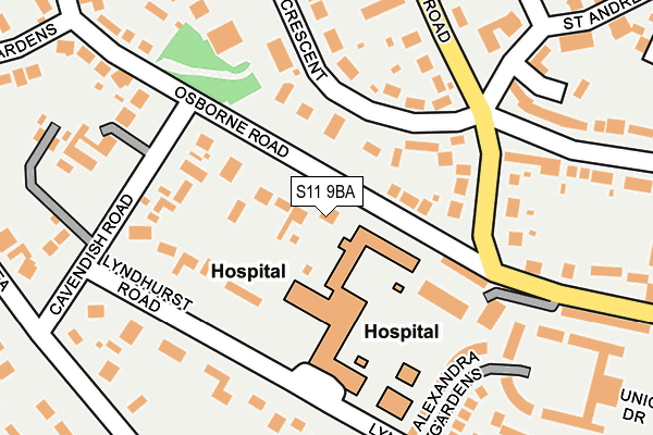 S11 9BA map - OS OpenMap – Local (Ordnance Survey)
