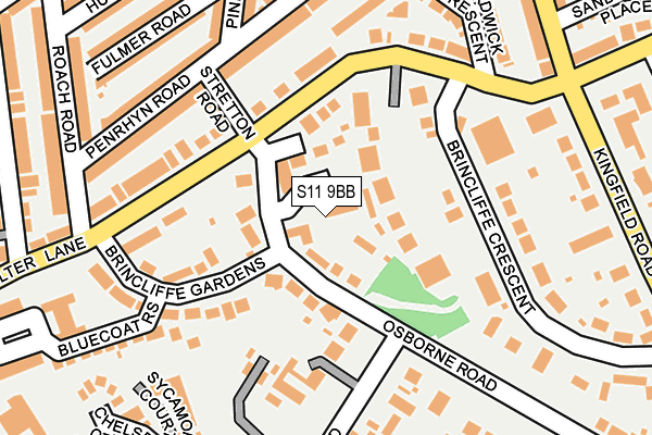 S11 9BB map - OS OpenMap – Local (Ordnance Survey)
