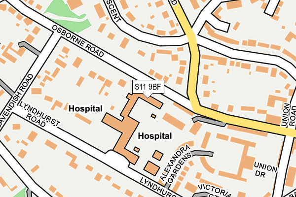 S11 9BF map - OS OpenMap – Local (Ordnance Survey)