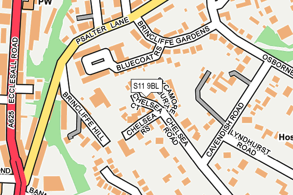 S11 9BL map - OS OpenMap – Local (Ordnance Survey)