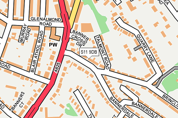 S11 9DB map - OS OpenMap – Local (Ordnance Survey)