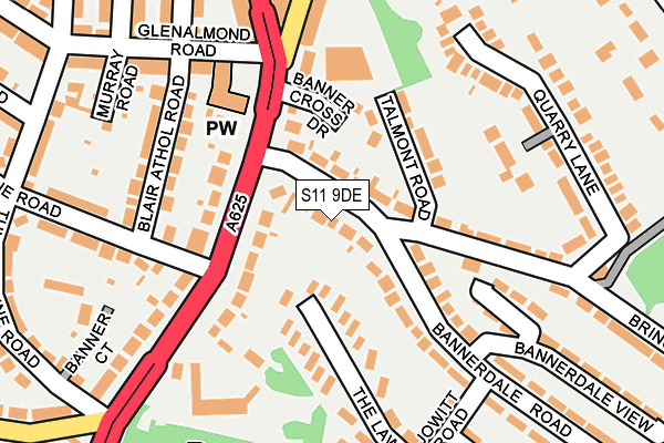 S11 9DE map - OS OpenMap – Local (Ordnance Survey)