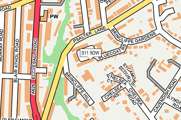 S11 9DW map - OS OpenMap – Local (Ordnance Survey)