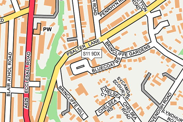 S11 9DX map - OS OpenMap – Local (Ordnance Survey)