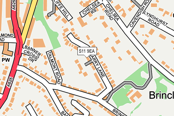 S11 9EA map - OS OpenMap – Local (Ordnance Survey)