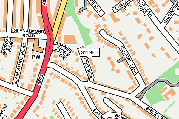 S11 9ED map - OS OpenMap – Local (Ordnance Survey)