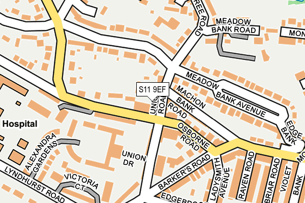 S11 9EF map - OS OpenMap – Local (Ordnance Survey)