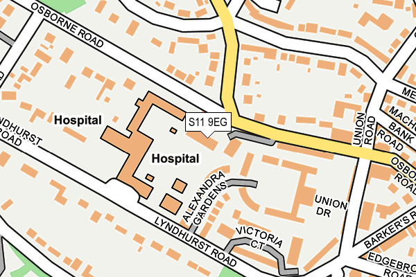 S11 9EG map - OS OpenMap – Local (Ordnance Survey)