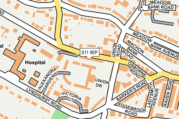 S11 9EP map - OS OpenMap – Local (Ordnance Survey)