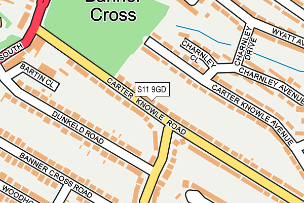 S11 9GD map - OS OpenMap – Local (Ordnance Survey)