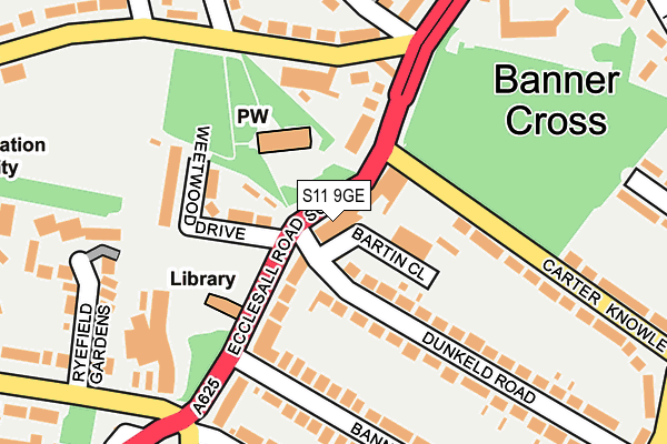 S11 9GE map - OS OpenMap – Local (Ordnance Survey)