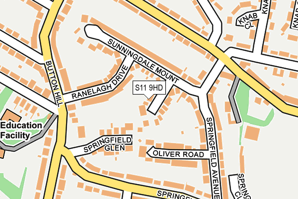 S11 9HD map - OS OpenMap – Local (Ordnance Survey)