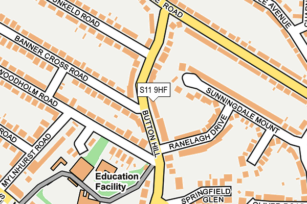 S11 9HF map - OS OpenMap – Local (Ordnance Survey)