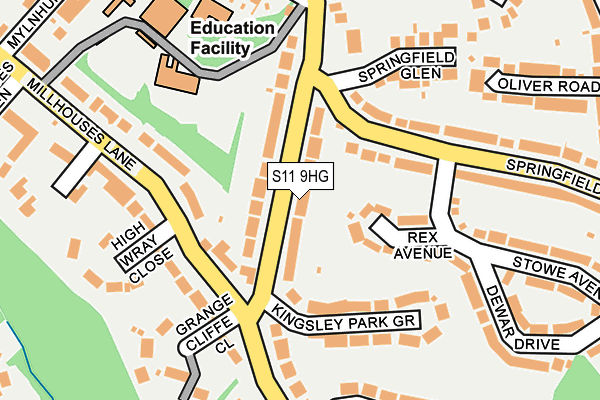 S11 9HG map - OS OpenMap – Local (Ordnance Survey)