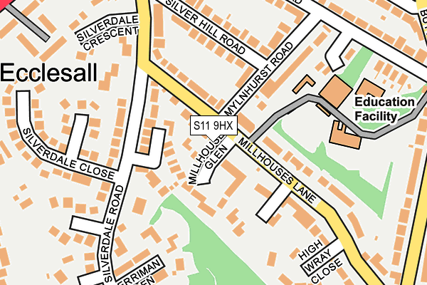S11 9HX map - OS OpenMap – Local (Ordnance Survey)