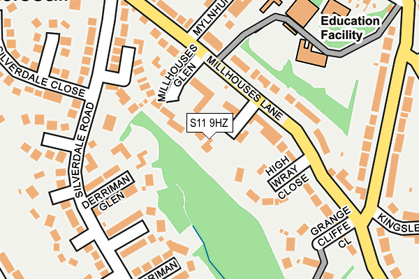 S11 9HZ map - OS OpenMap – Local (Ordnance Survey)