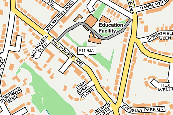 S11 9JA map - OS OpenMap – Local (Ordnance Survey)