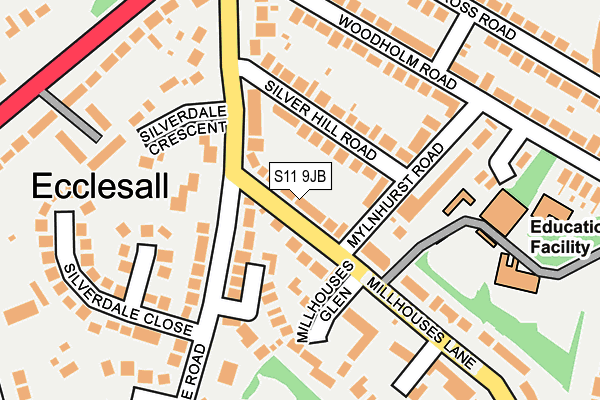 S11 9JB map - OS OpenMap – Local (Ordnance Survey)