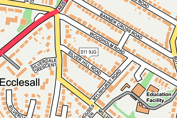 S11 9JG map - OS OpenMap – Local (Ordnance Survey)