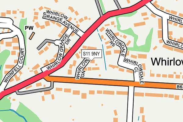 S11 9NY map - OS OpenMap – Local (Ordnance Survey)