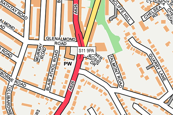 S11 9PA map - OS OpenMap – Local (Ordnance Survey)