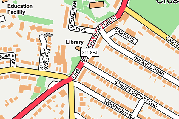 S11 9PJ map - OS OpenMap – Local (Ordnance Survey)
