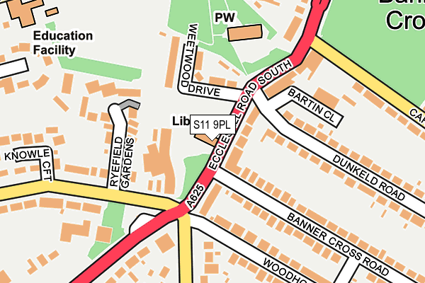S11 9PL map - OS OpenMap – Local (Ordnance Survey)