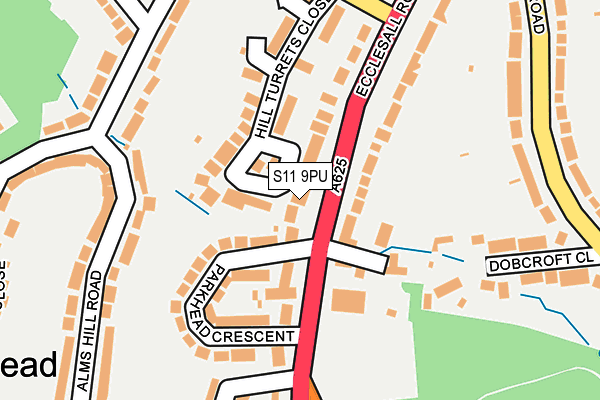S11 9PU map - OS OpenMap – Local (Ordnance Survey)