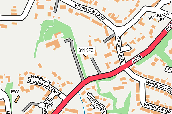 S11 9PZ map - OS OpenMap – Local (Ordnance Survey)