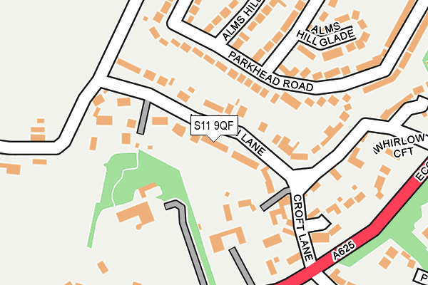 S11 9QF map - OS OpenMap – Local (Ordnance Survey)