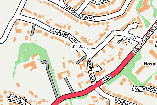 S11 9QJ map - OS OpenMap – Local (Ordnance Survey)