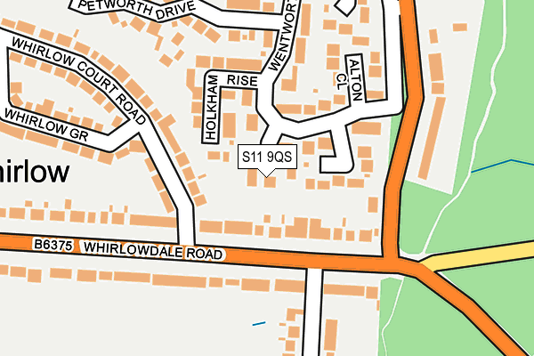 S11 9QS map - OS OpenMap – Local (Ordnance Survey)