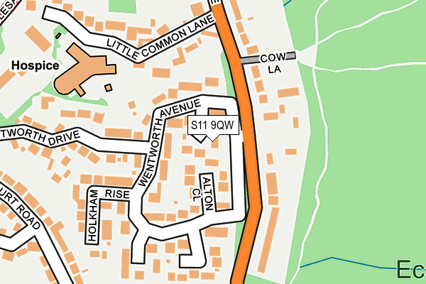 S11 9QW map - OS OpenMap – Local (Ordnance Survey)