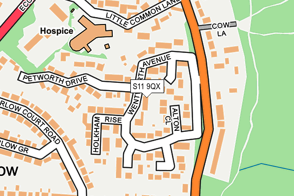 S11 9QX map - OS OpenMap – Local (Ordnance Survey)