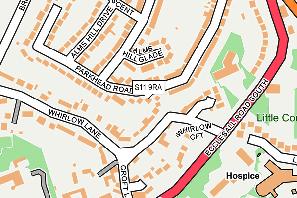 S11 9RA map - OS OpenMap – Local (Ordnance Survey)